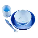 Nattou | Eetset met Zuignap Beer Siliconen Blauw 4-delig