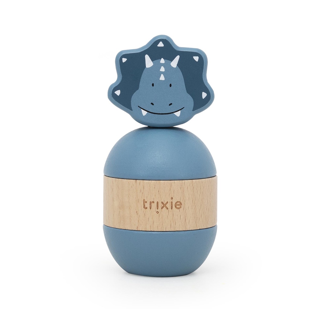 Trixie | Stapelpyramide/Rammelaar Mr Triceratops Hout Blauw Ø6x13cm +10m