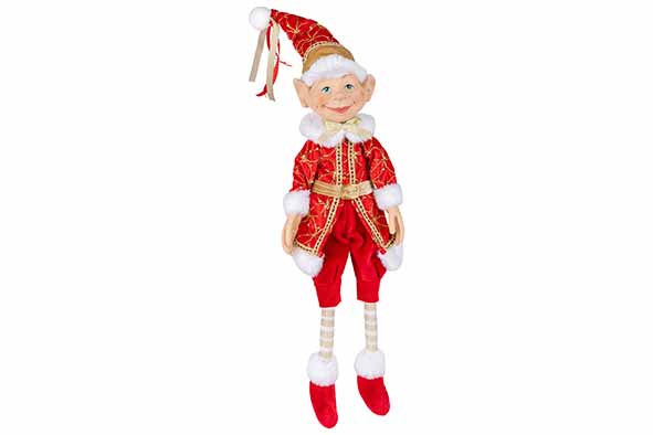 Cosy & Trendy | Figuur Kerstelf Rood 20x15x70cm