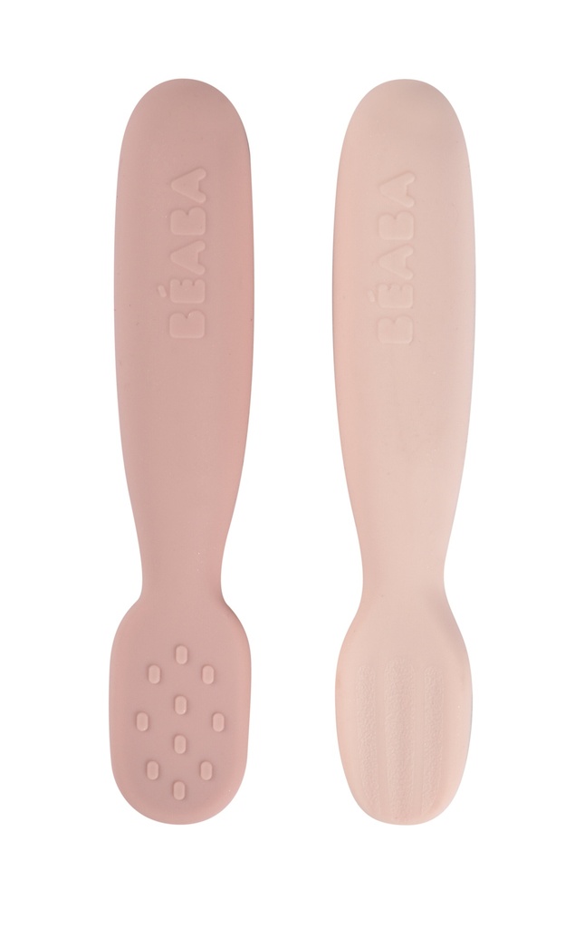 Beaba | Bestek Oefenlepel Marshmallow/Cotton candy​ +4m 2-delig
