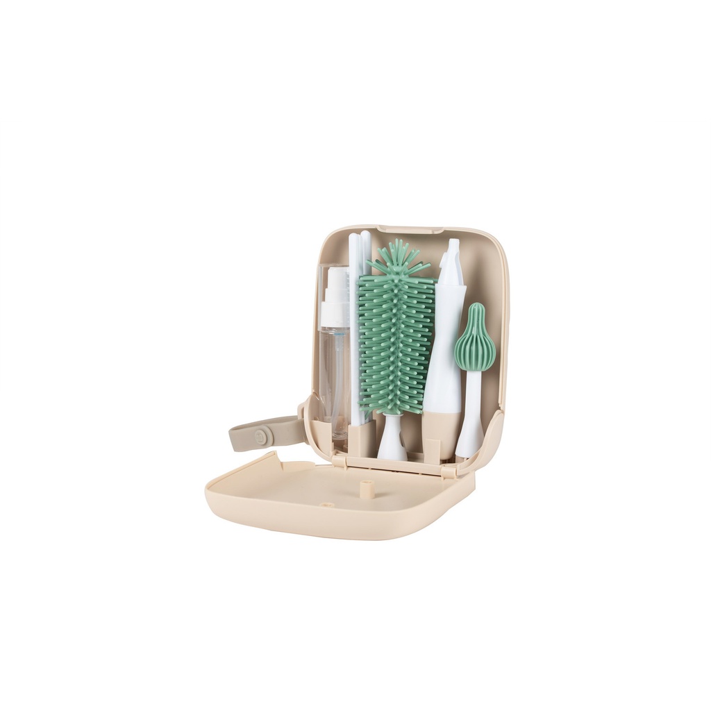 Beaba | Reinigingsset Multifunctioneel Draagbaar (Droogrek, flessenborstel en accessoireset) - Clay 