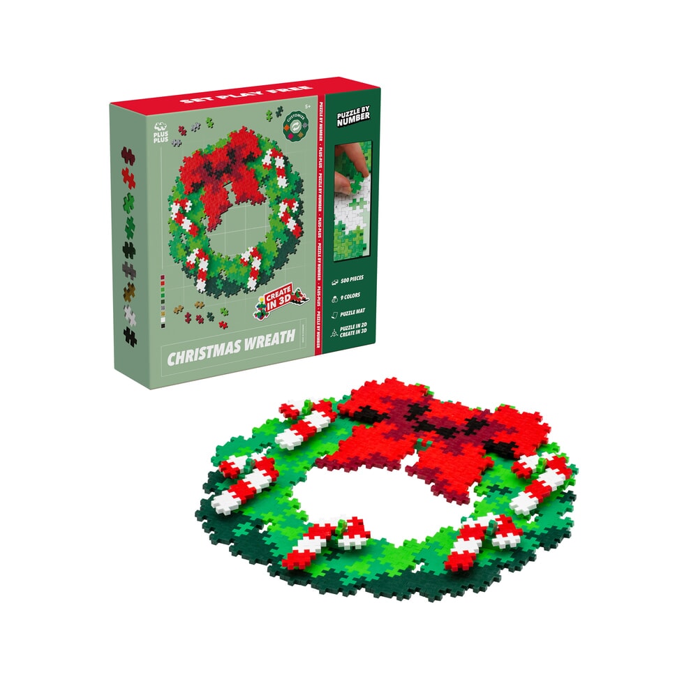 Plus-Plus | Educatief Speelgoed Puzzel op Nummer Kerstkrans 500-delig