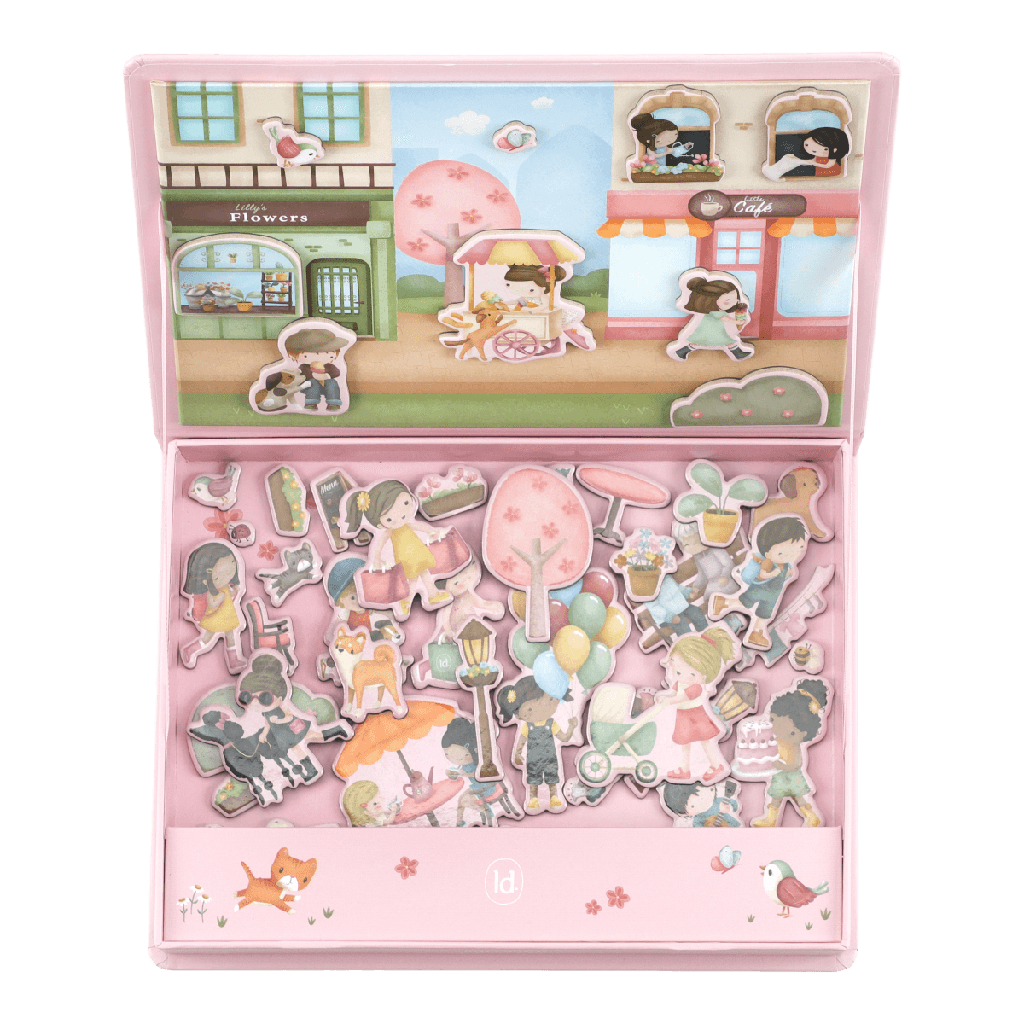 Little Dutch | Puzzel Rosa’s Winkelstraat Magnetisch Speelbord +36m