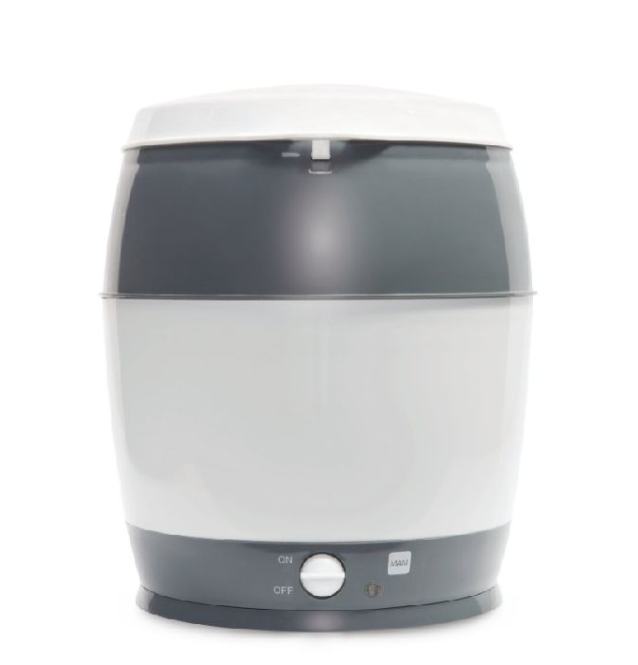 STOOMSTERILISATOR, grey, wit/grijs, vr 9 standaardfl, vr 7 breedhalsfl, ook vr toebeh, sterilisator, 2023/2024