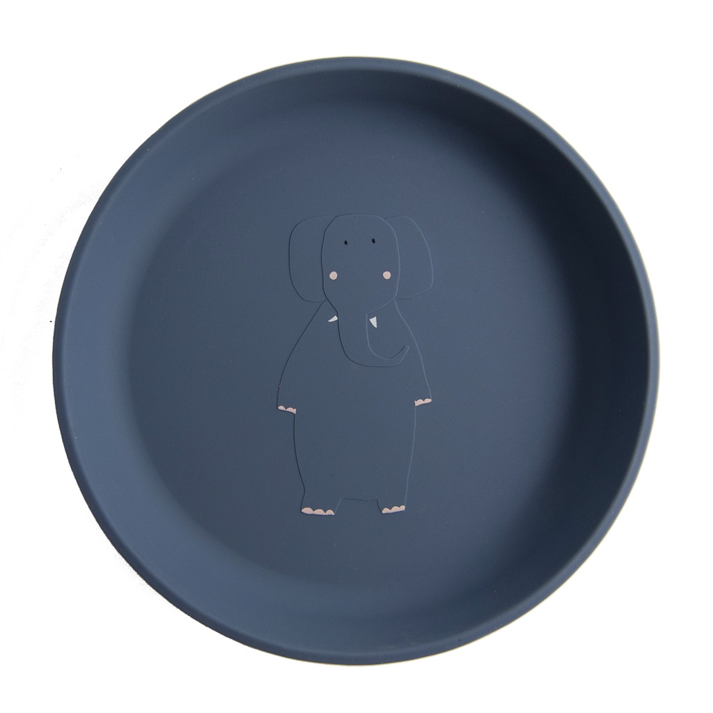 Trixie | Plat Bord Mrs. Elephant Siliconen Blauw 18x18X2,5cm