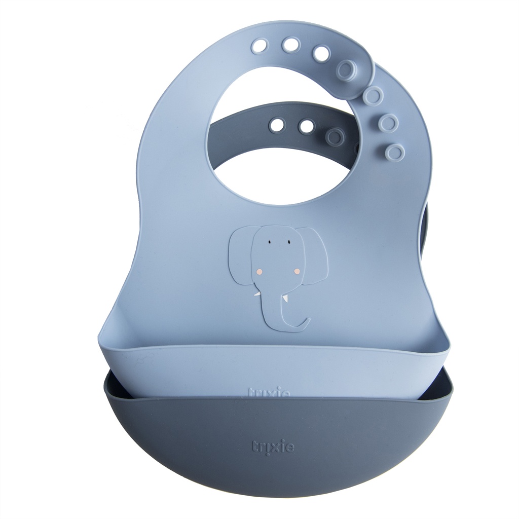 Trixie | Slabbetje Mrs. Elephant Siliconen Blauw 2-pack