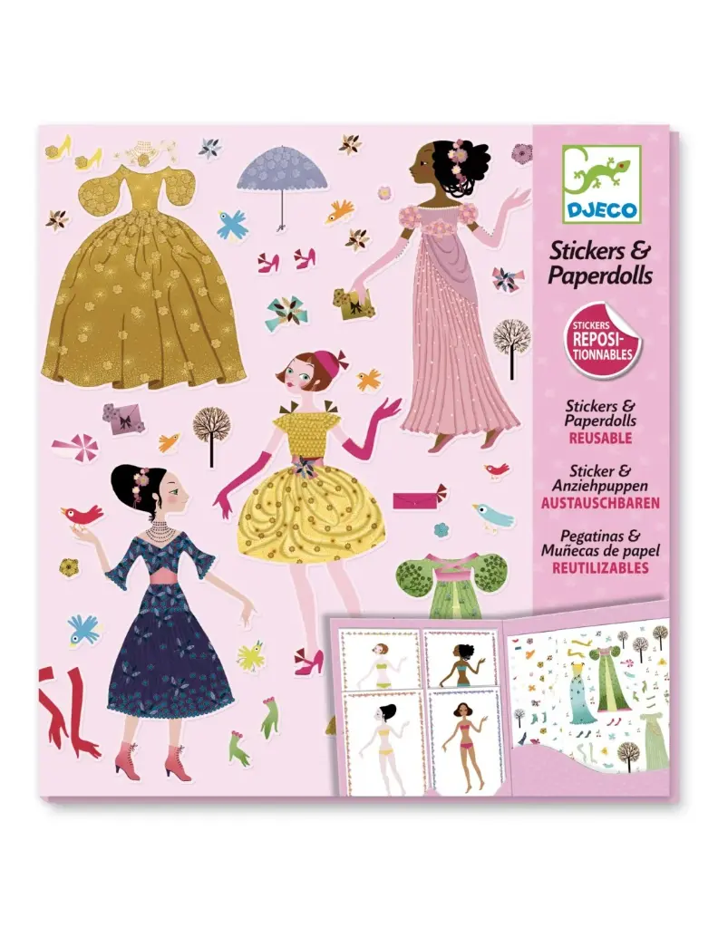 Djeco stickers en aankleedpoppen jurken 4-8 jr