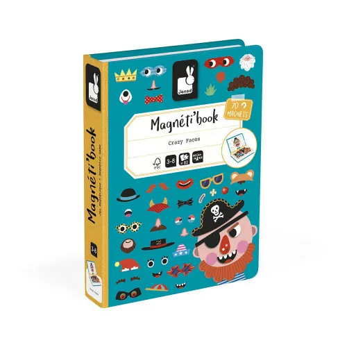Janod magneetboek gekke gezichten jongens 3-8jr