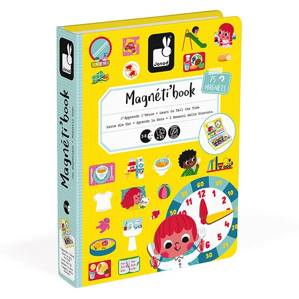 Janod magneetboek klok oefenen 83st 3-8jr