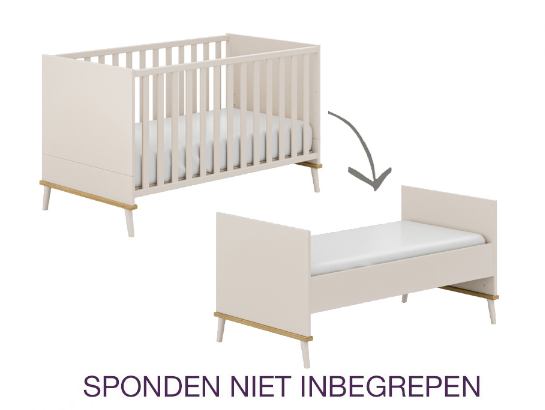 Yuny | Bed Hazel Omvb tot Juniorbed incl Bodem Cashmere Beige 70x140