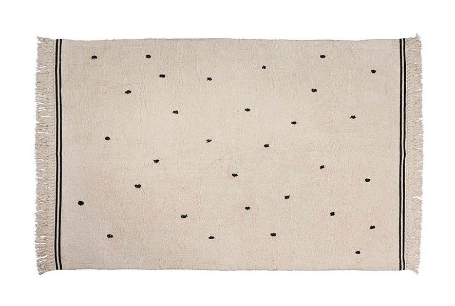 KAMERTAPIJT, Emily, dots cream, zwart/ ecru, all over stippen print, rechthoek model, getuft katoen, 120x170cm