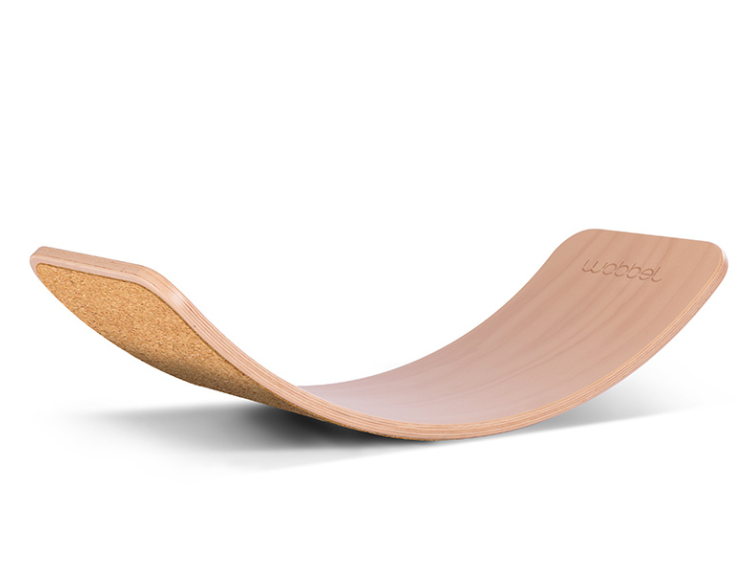 Wobbel | Balansbord Original Blank Gelakt-Onderkant Kurk Bruin Hout