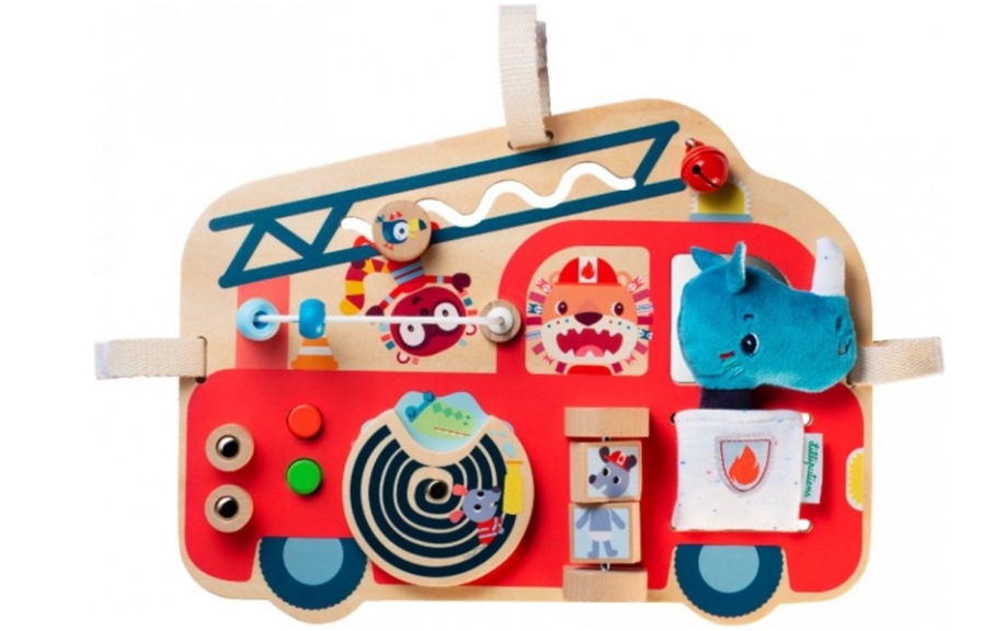 Lilliputiens | Educatief Speelgoed Marius Brandweerwagen Activiteitenpaneel Hout/Textiel +9M