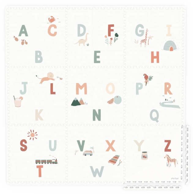 PUZZELMAT, EEVAA, alphabet, 2 in 1 Puzzle Mat & Storage Box, aop alfabet /aop motief, kunststof, vanaf 0 maand