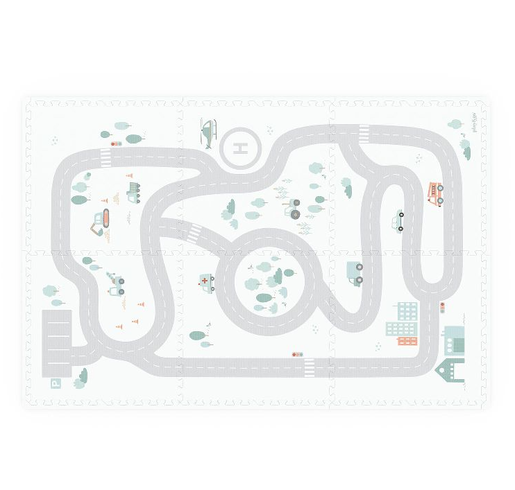 PUZZELMAT, EEVAA, road, 2 in 1 Puzzle Mat & Storage Box, ao stratenplan/aop over motief, kunststof, vanaf 0 maand
