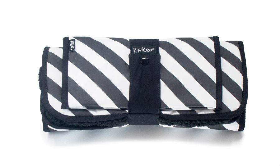 Kipkep | Napper Combi-Set black stripes Teddy verschoonmatje/luieretui