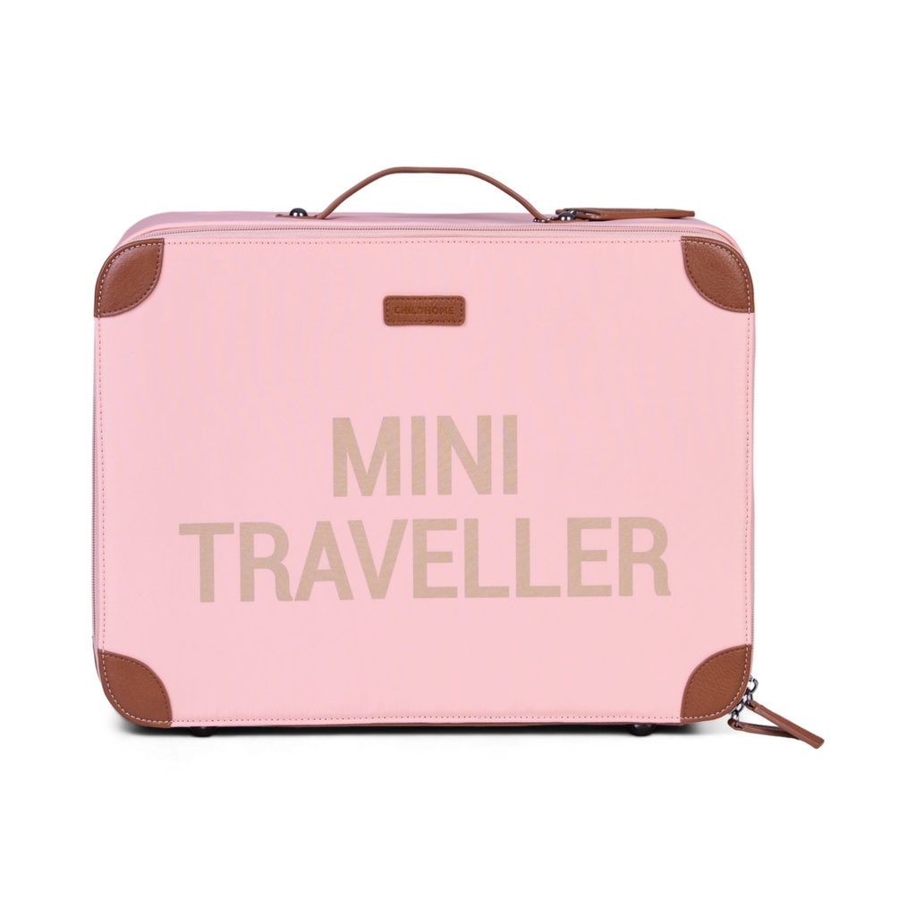 REISKOFFER, Mini Traveller, pink/copper, rits, met handvat, met schouderriem, met naamlabel, nylon
