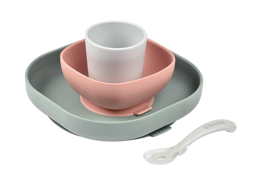 Beaba | Eetset Siliconen 4 delig eucalyptus 