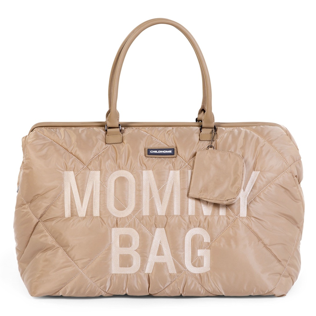 VERZORGINGSTAS, Mommy Bag Puffered, beige, gematelasseerd/print Mommy Bag, nylon, +luiermat, +schouderriem, 2021