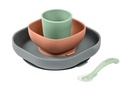 Beaba | Eetset Siliconen Blauw/Roze/Groen 4-delig 
