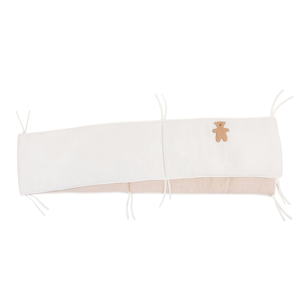 Childhome | Parkbumper Teddy Broderie Beer Tetra/Jersey Dubbelzijdig 35x340cm