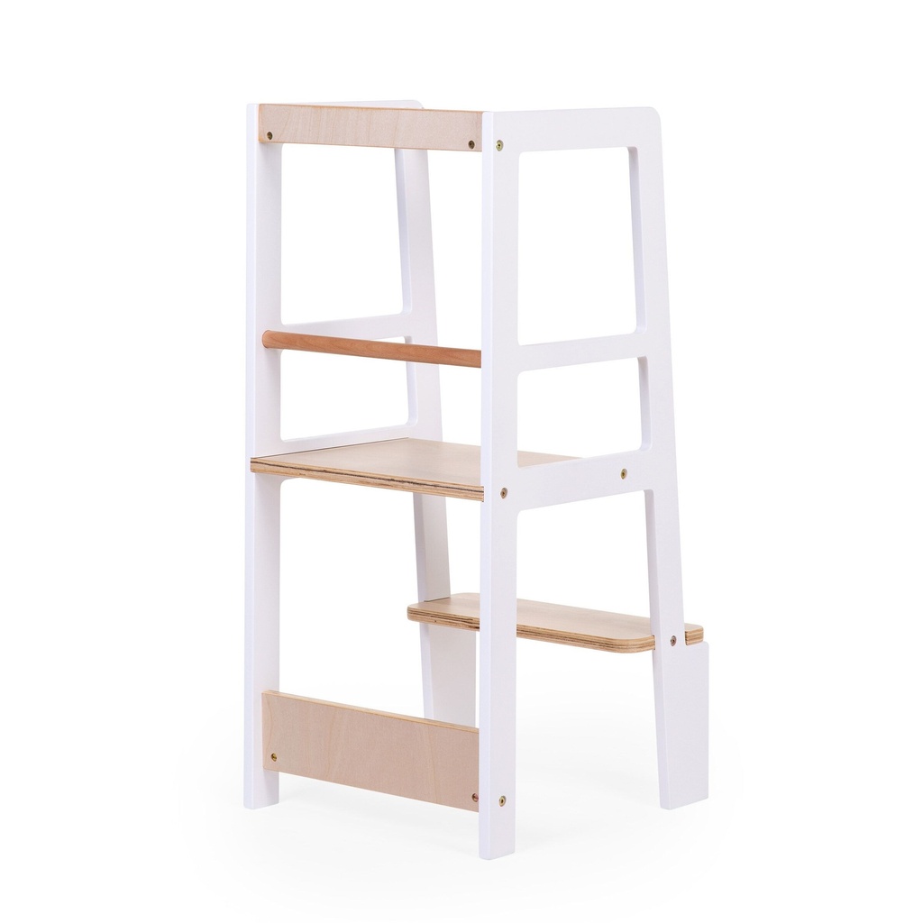 LEERTOREN, Learning tower, white/ natural, uni, H: 90 cm, Br: 90 cm, D: 90 cm, tot max 80 kg, hout, 2023