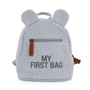 RUGZAK, My First Bag Canvas, grey, grijs, uni/print tekst "My First Bag", 20x24x8cm, 2023