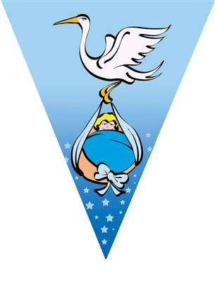 Funny Fashion | Vlaggenlijn Blauw Ooievaar met Baby PVC 5M 