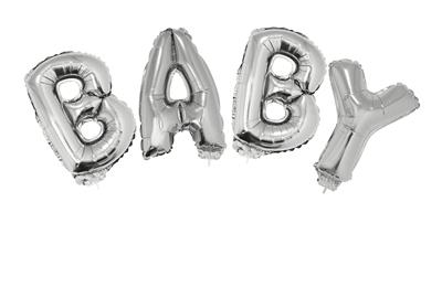 Funny Fashion | Ballon Baby Zilver 41cm met Lint 5M Ballonset 
