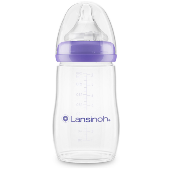 Lansinoh | Breedhalsfles Natural Wave 160ml PP Siliconen Speen/1Gaatje +0M 