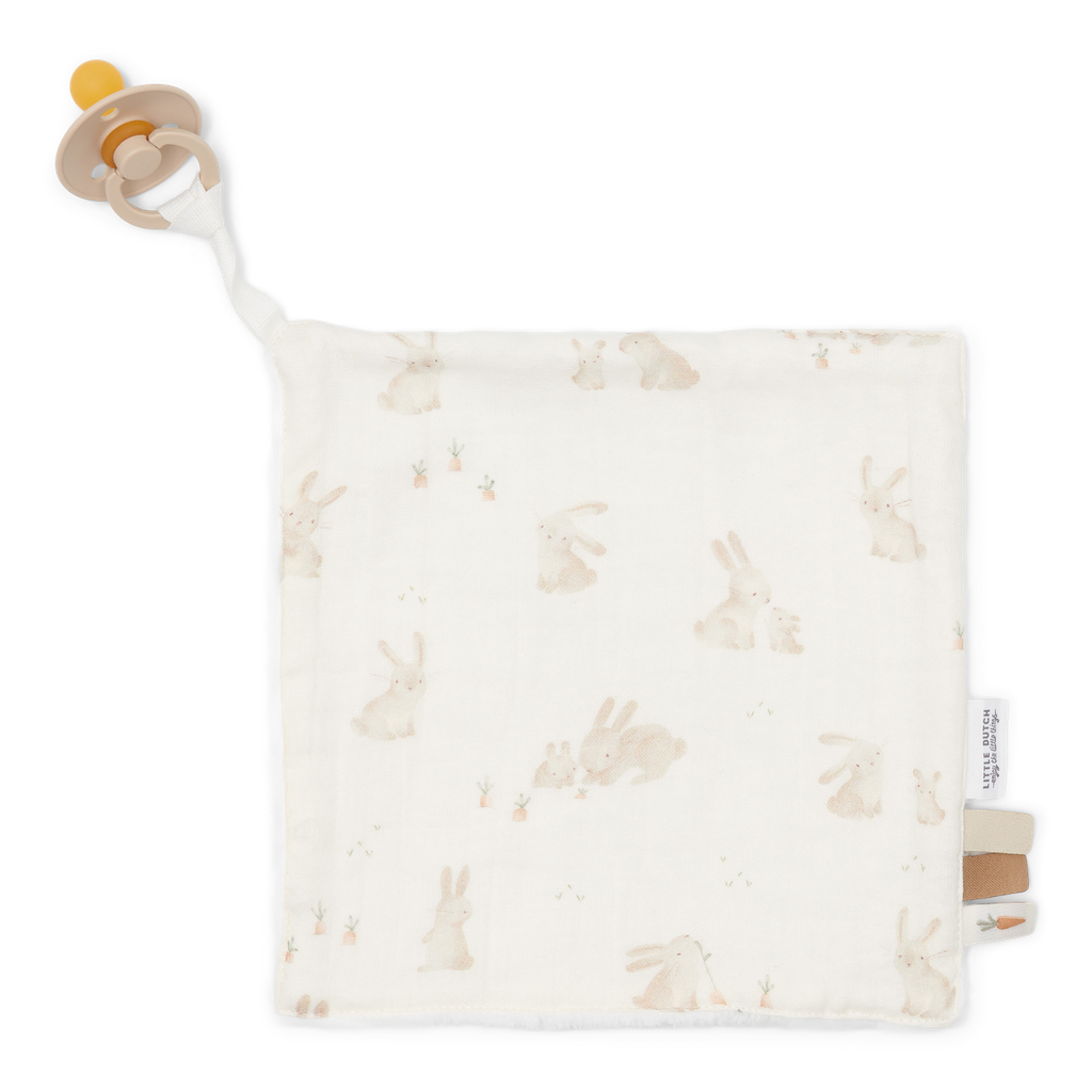 KNUFFELDOEK, Newborn Naturals, baby bunny, wit/ecru, aop konijntjes, textiel, vanaf 0 maand