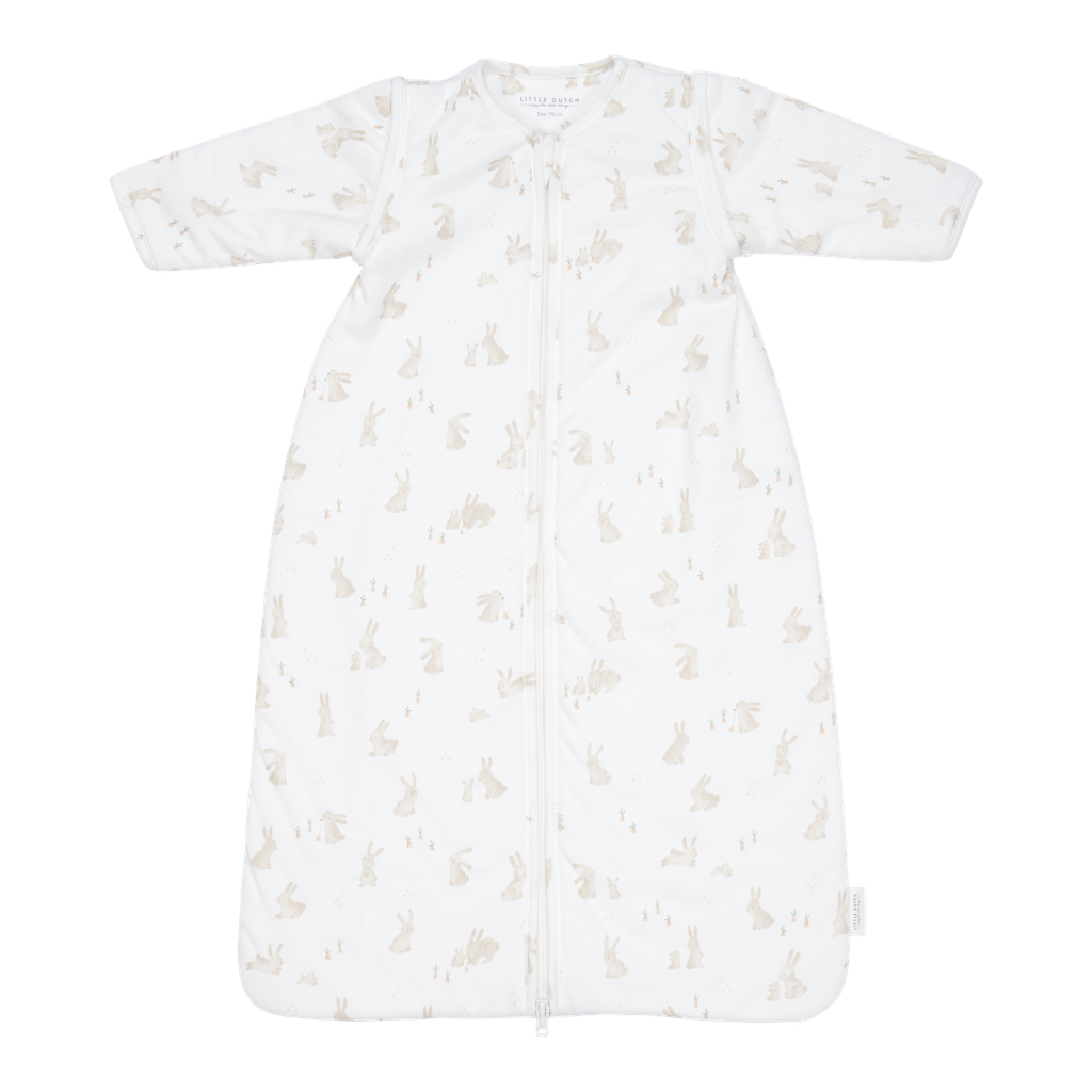 SLAAPZAK, 70cm, baby bunny, Newborn Naturals, met mouwen, wit/ecru, aop konijntjes, klassiek model, winter