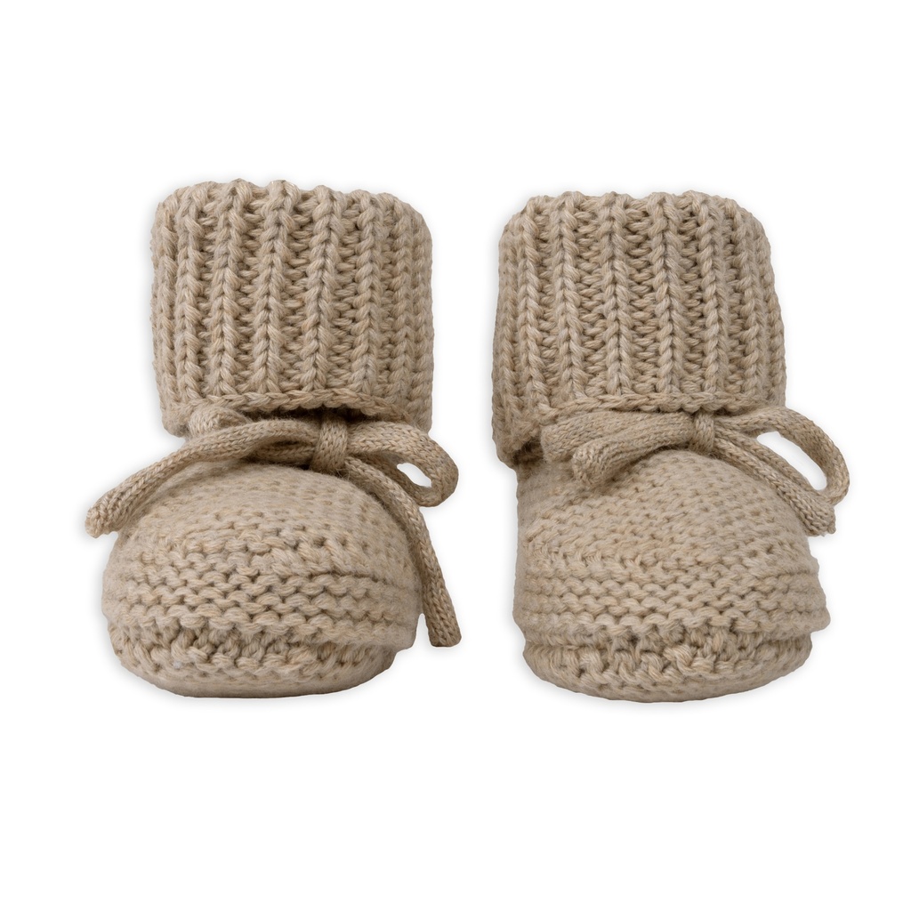 Lodger | Babyslofjes Slipper Knit Cotton Katoen Beige 0-6m