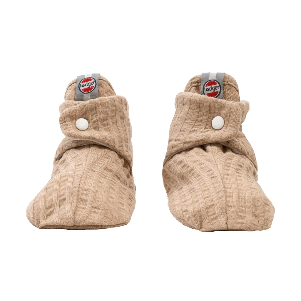 Lodger | Babyslofjes Slipper Seersucker Katoen Beige 0-3m