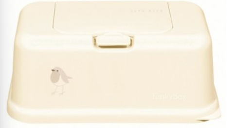 Funkybox | BOX, doos, Love Bird, cream, ecru, print vogel, kunststof, vr vochtige doekjes, 13x9x22cm