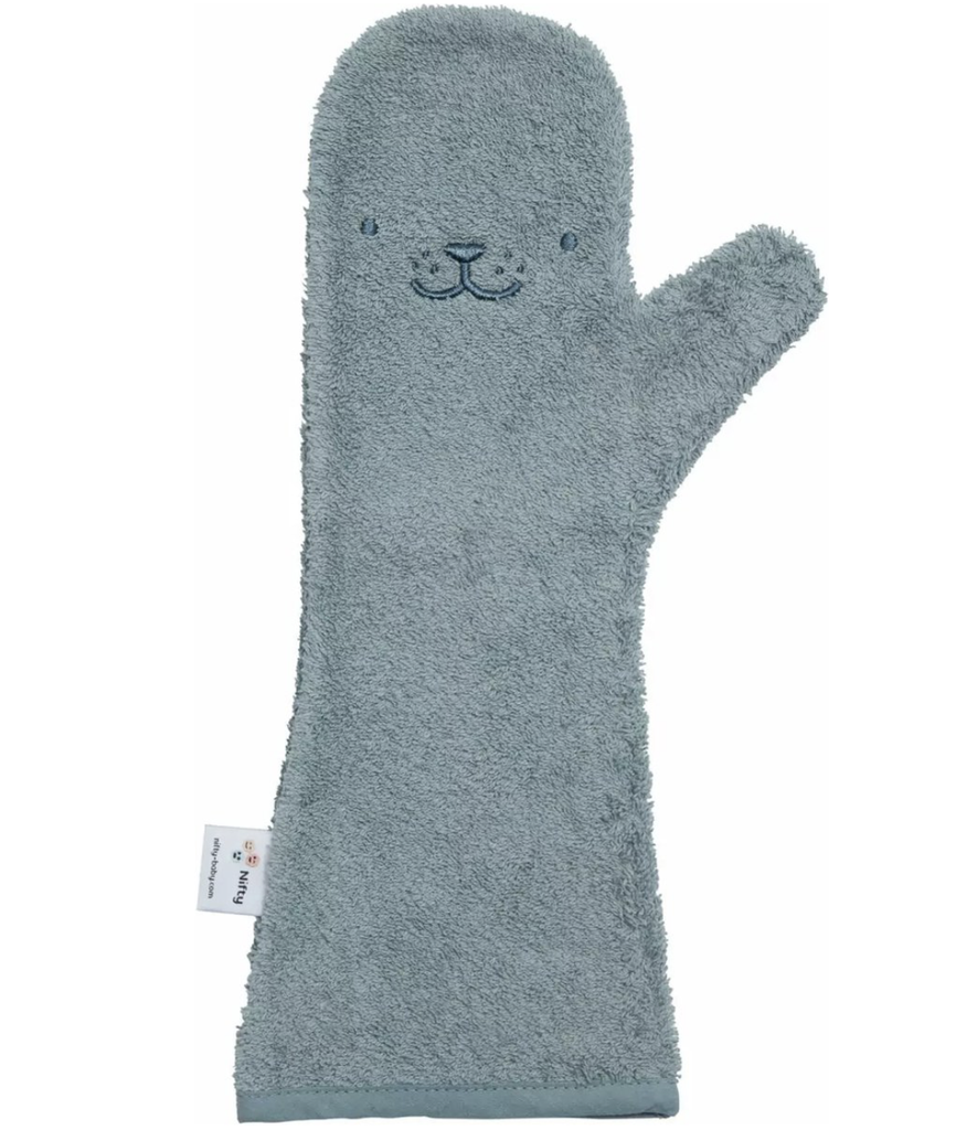 WASHANDJE, Baby Shower Glove, beaver blueberry, blauw, bever, badstof, 1 stuk(s), 2024