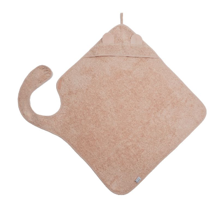 BADCAPE, Handsfree Bath Cape, blush, roze, uni, appl wasbeer oortjes, katoen, 100x100cm, 2024