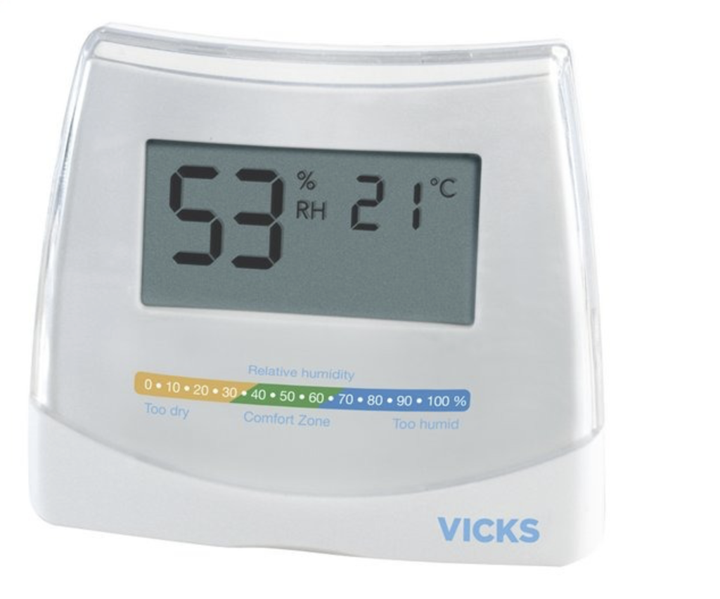 Vicks | Kamerthermometer Digitaal Hygrometer & Thermometer LCD Scherm Wit