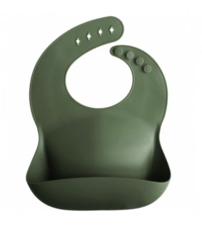 Mushie | Slabbetje met Kruimelvanger Silicone  Forest Green