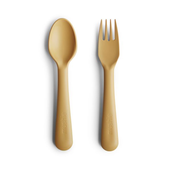 LEPEL/VORK, Fork & Spoon, mosterd, geel, uni, 2 delig, bestek