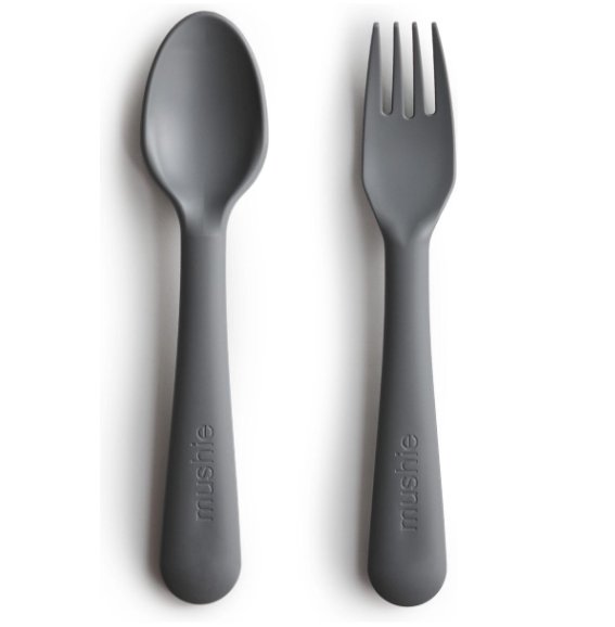 Mushie | Bestek Fork & Spoon Smoke 