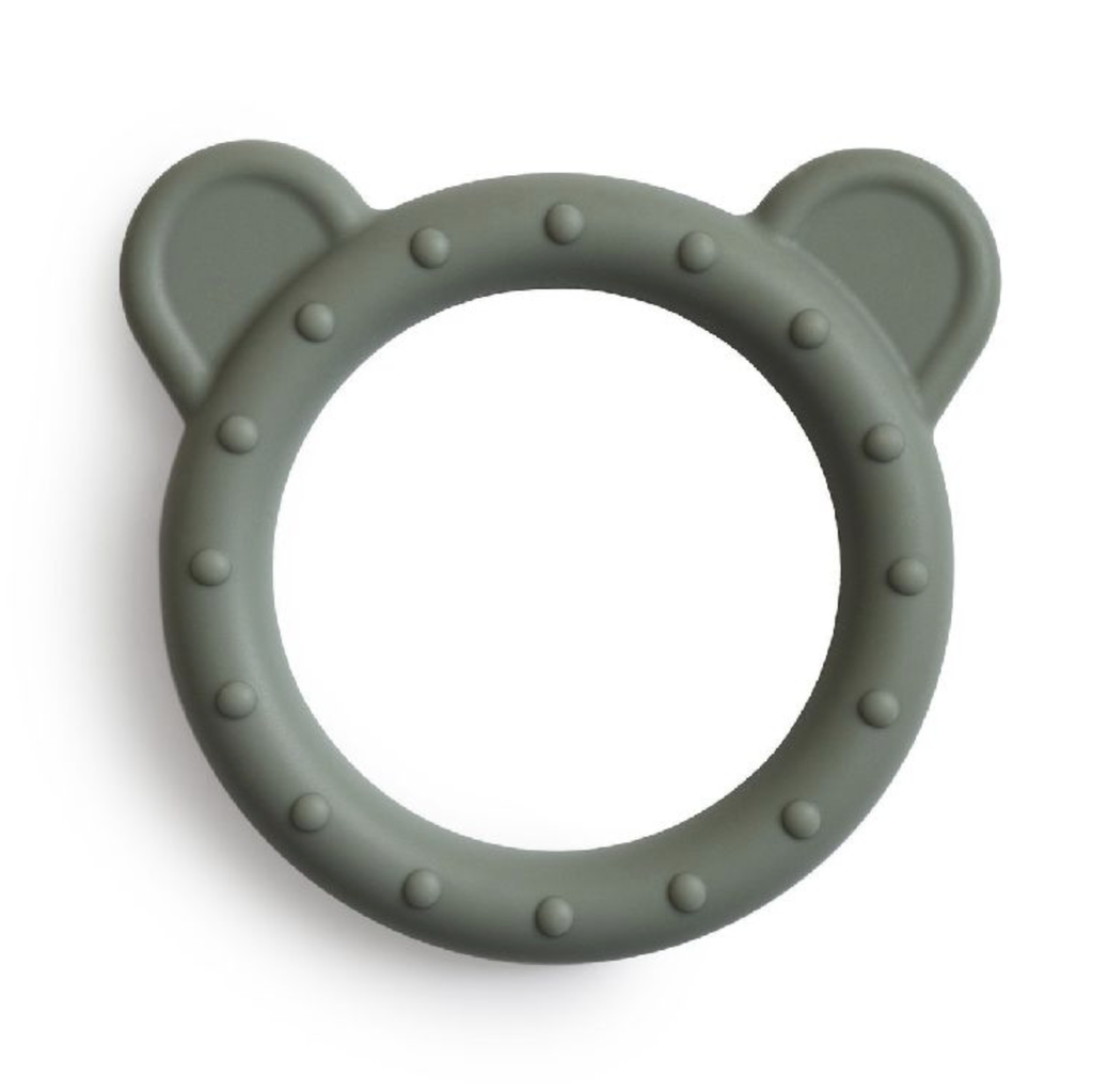 Mushie | Bijtring Teether Bear Dried Thyme Siliconen Groen +0m