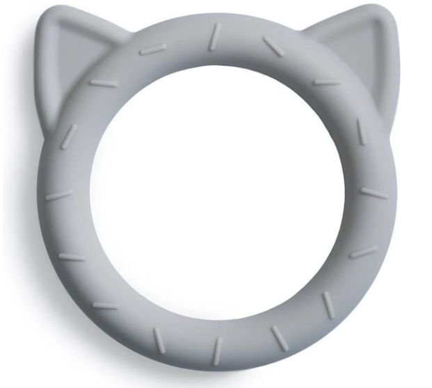Mushie | Bijtring Teether Cat Stone Silicone Grijs +0m