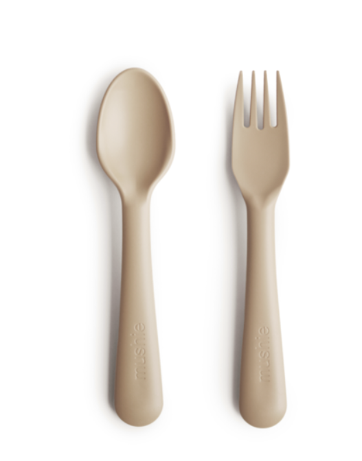 Mushie | Bestek Fork & Spoon Vanilla 