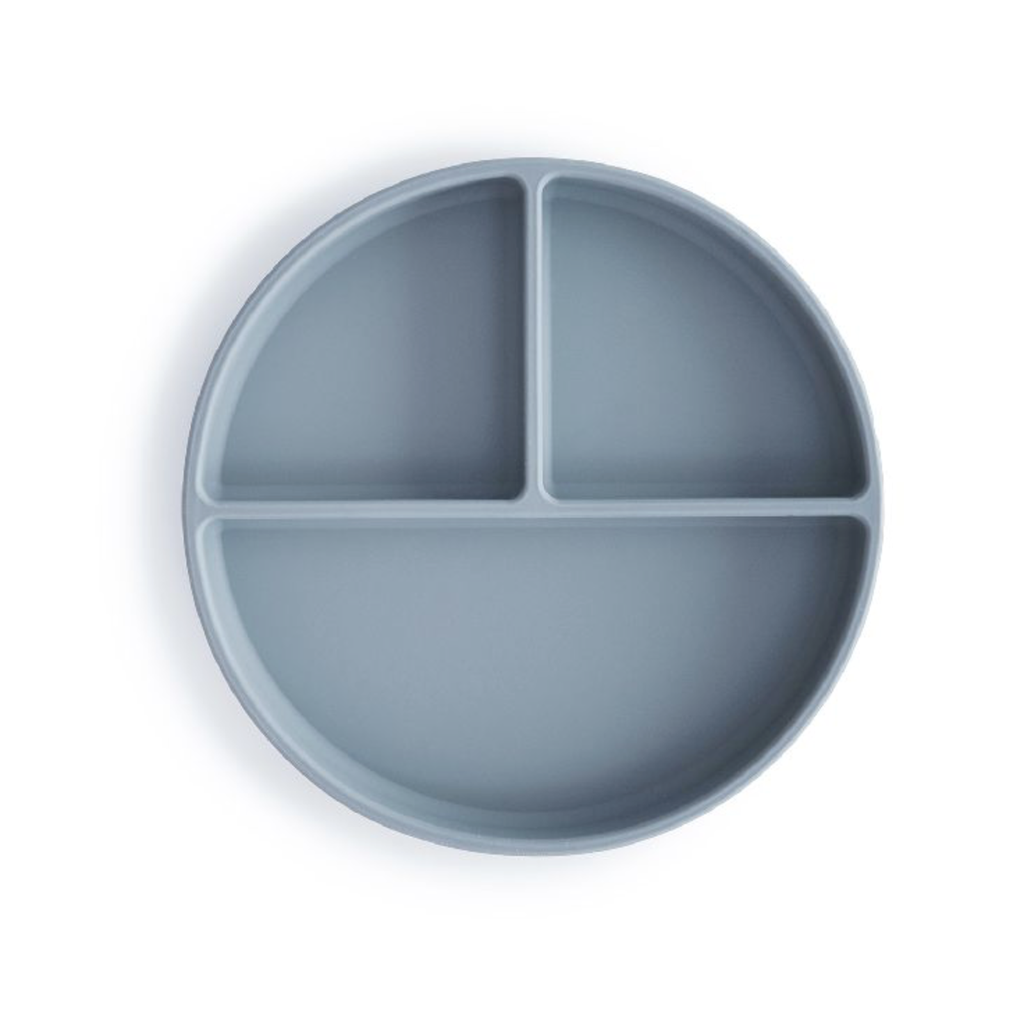 Mushie | Plat Bord Vakverdeling met Zuignap Silicone Powder Blue