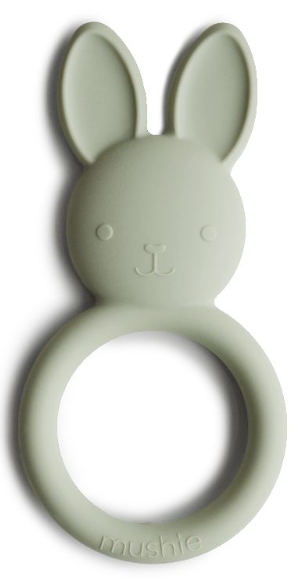 Mushie | Bijtring Teether Bunny Sage Groen Siliconen +0M