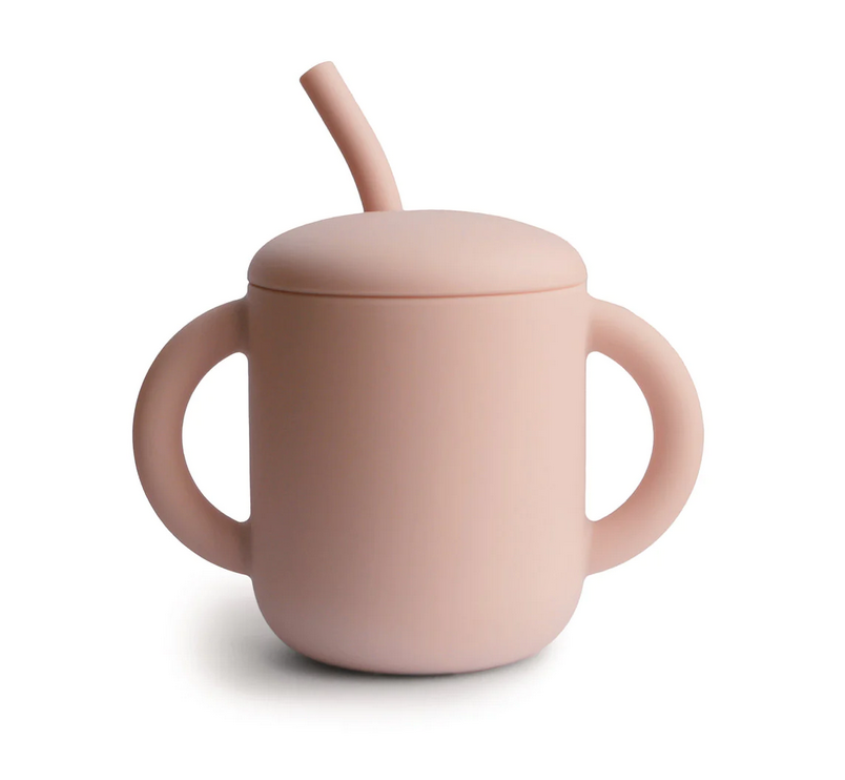 DRINKBEKER, Training cup+ straw, blush, roze, uni, silicone, handvatten, rietje, 1 stuk(s)