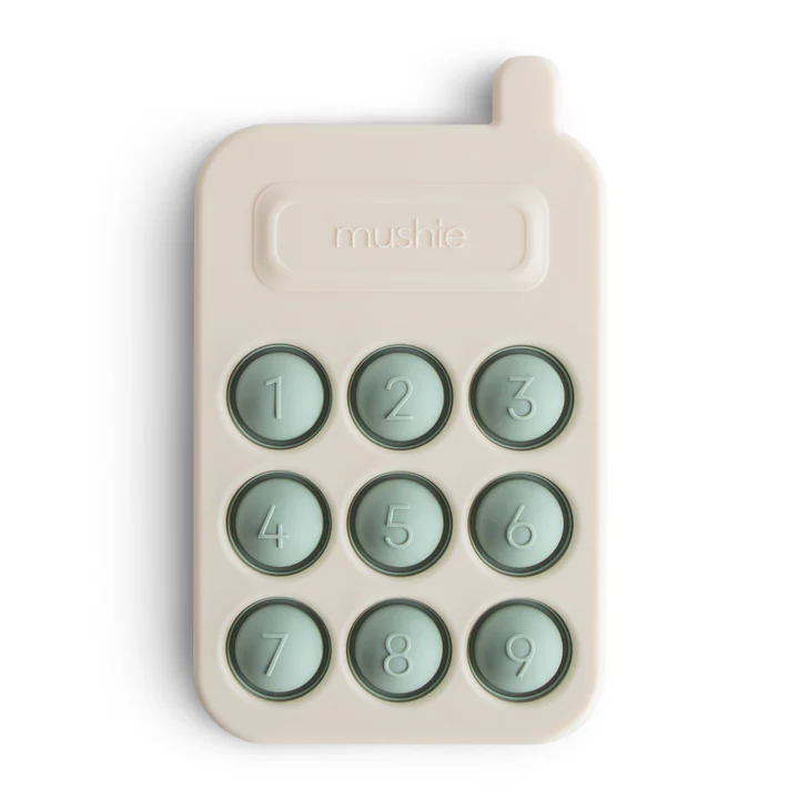 Mushie | Educatief Speelgoed Press Toy Phone  Siliconen/Kunststof Cambridge Blue Blauw