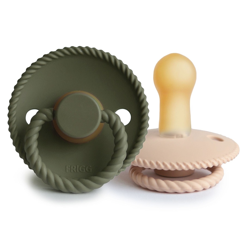 Frigg | Fopspeen Rope Croissant/Olive Latex Ortho/Physio T2 6-18m 2-pack