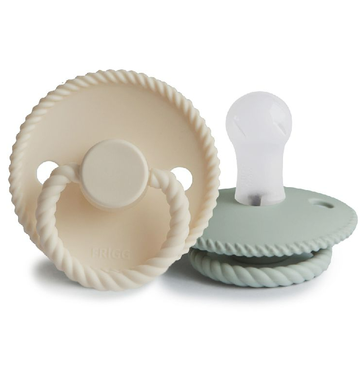 Frigg | Fopspeen Rope Ortho/Physio Silicone Cream/Sage T1 0-6M 2-pack